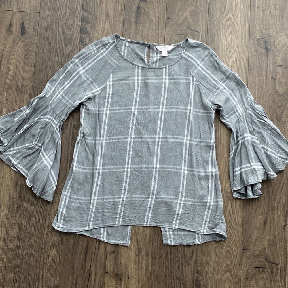 LC Lauren Conrad Gray Plaid Shirt